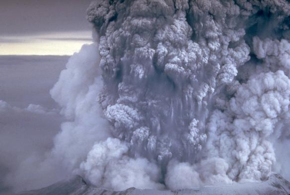 The eruption column of Mount St. Helens.