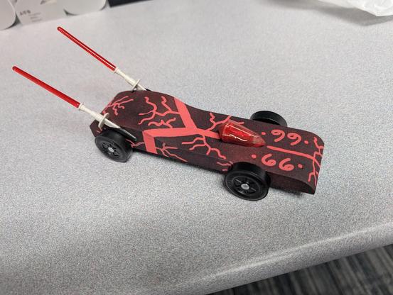 Sith themed Pinewood Derby car.