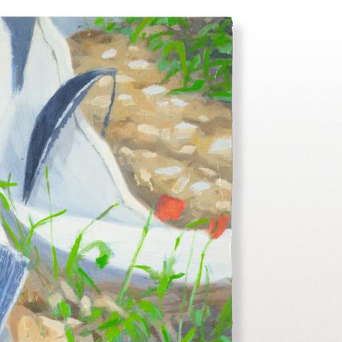 Painting by Aurel Porté depicting bags of rubble. The framing is tight, showing only a few bags and their contents. The bags are filled with construction debris and soil, and within them, poppies have begun to grow. This kind of scene is common in the suburbs of Paris undergoing renovation, where construction sites accumulate and last for years.