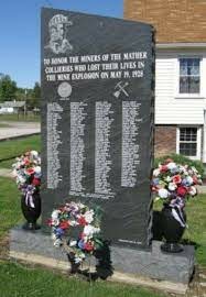 Mather No. 1 Mine Memorial with names of the victims inscribed on it.
