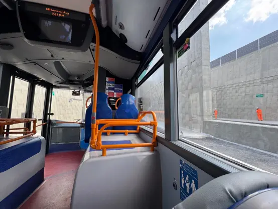 Front end of the inside of the TfL bike bus