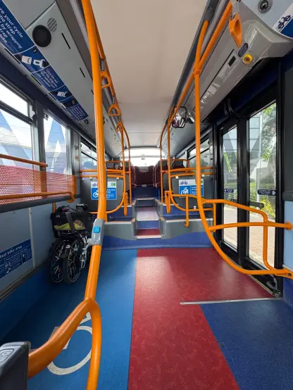 Back end of the inside of the TfL bike bus with my bike folded up