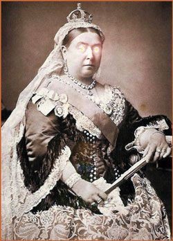 Queen Victoria, just as her laser-beam eyes are about to incinerate an entire colony