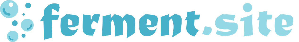 Logo of the new forum ferment.site consisting of a few cute bubbles representing fermentation, and words ferment.site, all kept in light blue and teal colours