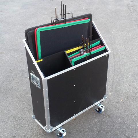 Film and television lighting equipment on a film set.