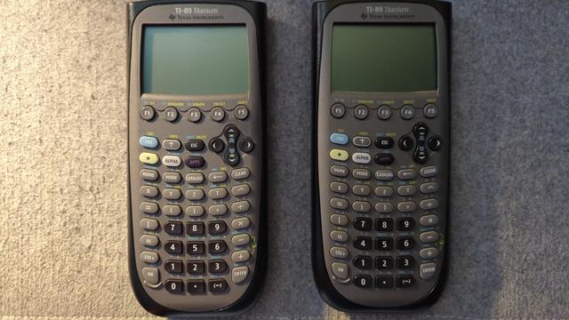 Two Texas Instruments TI-89 calculators side by side.