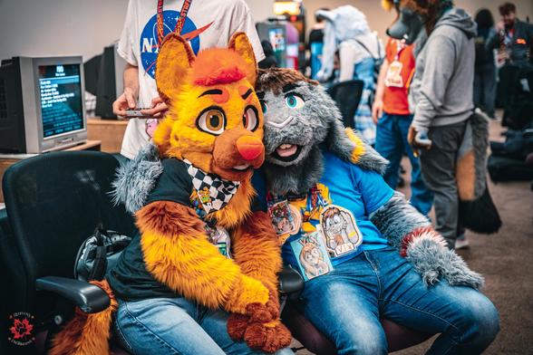 Photography of two fursuiters named Vix & Oli, taken during Motor City Furry Con 2025