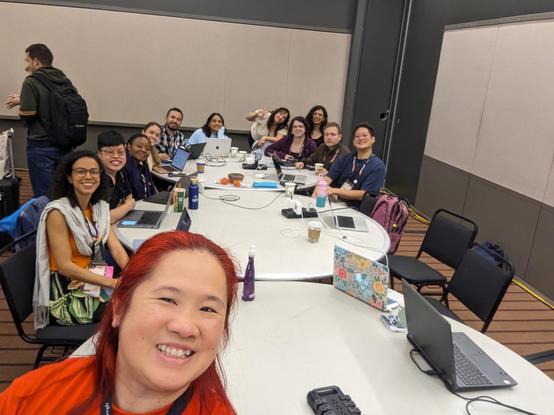 A group of people at PyLadiesCon sprint