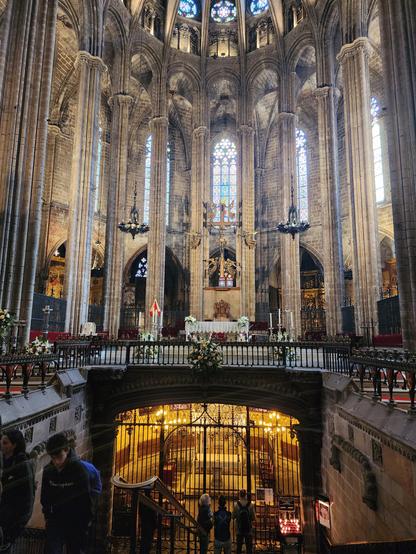 Church choir and altar (described above) shown above crypt (described above).