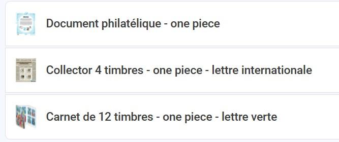 Panier d'achat de timbres One Piece