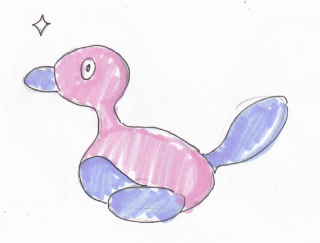 A side view of a simple porygon2