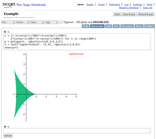🕶️ A view of its UI with an example of a mathematical formula and its 2D curve

📚️ SageMath is a libre and multi-platform software for general and advanced mathematics that aims to become a libre alternative to Magma, Maple, and Mathematica formal compute systems, as well as the MATLAB numerical computation software. For this it relies on other libre software (a hundred, NumPy, SciPy, matplotlib, Sympy, Maxima, GAP, FLINT, R, ...) that it brings together under a unified interface. It covers a wide range of mathematics, including algebra, analysis, number theory, cryptography, etc.