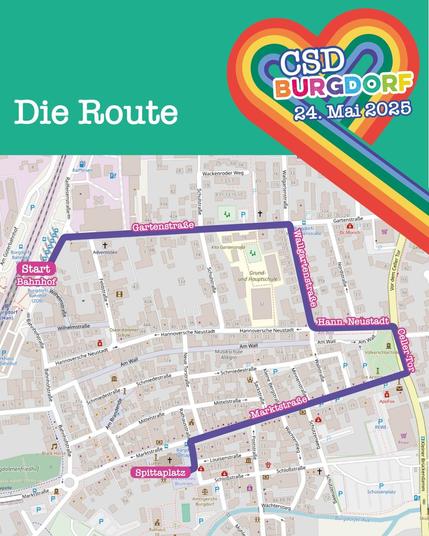 CSD-Route für den CSD Burgdorf am 24.5.25