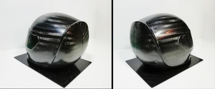 Rear views of the carbon fibre 1:6 scale helmet.