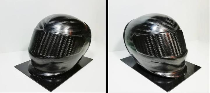 Front views of the carbon fibre 1:6 scale helmet.