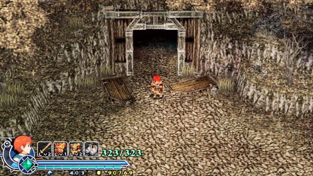 Adol outside the dungeon