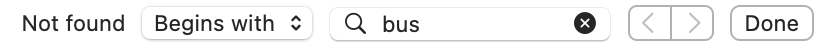 zero results for the word "bus"