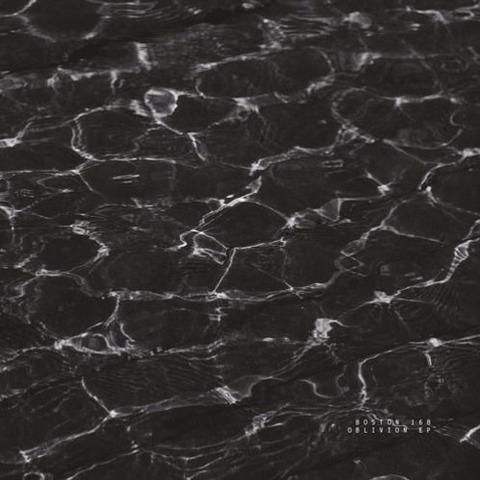 Cover picture for Oblivion (EP) by Boston 168: An abstract BW picture showing a pattern reminding of the light reflected on an agitated surface of water, e.g. a swimming pool.