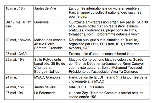 Rappel du programme du mois de mai voir https://ldh.frama.io/ldh-grenoble/articles/2025/05/05.html