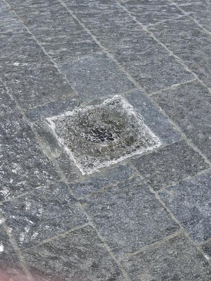 Water bubbling up in a stone pond.