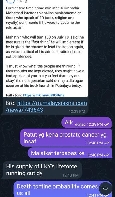 Friend (sharing this news): Bro.

Me: Eh. I would've expected this regret from the one who got prostate cancer.

Me: Did an angel accidentally took a wrong turn

Friend: it's his supply of LKY's life force, it's running out

Me: Death tontine probability comes for us all