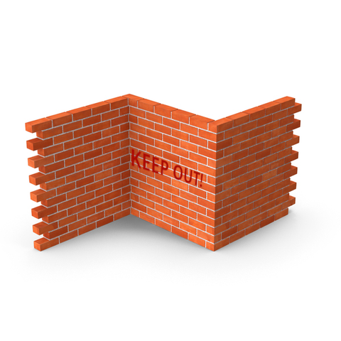 A brick wall with KEEP OUT! written on it.
