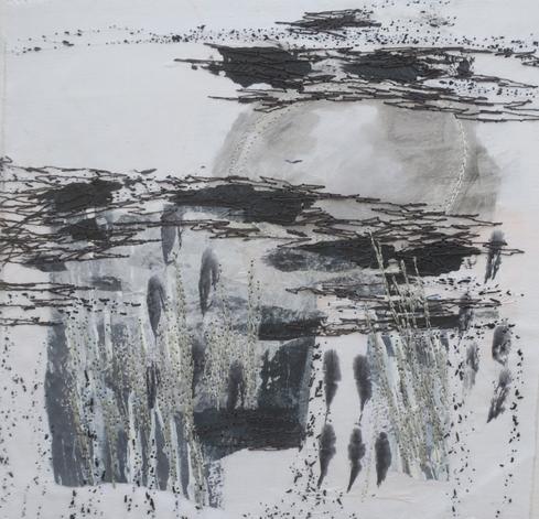 Moon Reflections. Collaged and stitched picture.

#mixedmedia #textileart #sfopenstudios2025 #dumfriesandgalloway #scotland #alisoncorfield