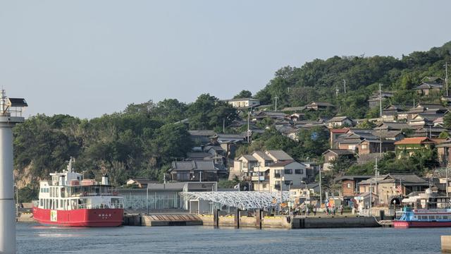 A few of Ogijima port (with a glimpse of the village) seen from the ferry as it's departing the island.