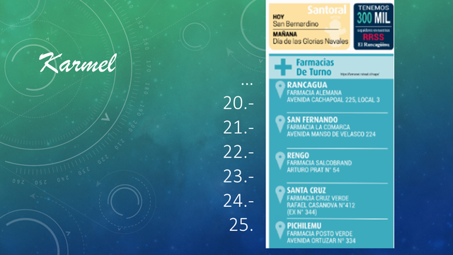 ... 20.-
21
22
23
24
25 Karmel
Farmacias de Turno