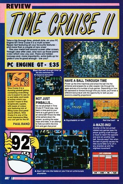 Review for Time Cruise 2 on PC-Engine from CVG 124 - March 1992 (UK)

score: 92%