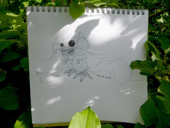 A rodent with a lovely smile drawn ballpen on white paper.