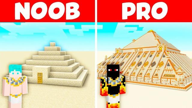 Pirâmide de NOOB vs Pirâmide de PRO no Minecraft