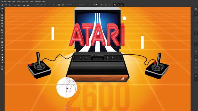 Atari Video Computer System retro-gaming illustration in vector graphics