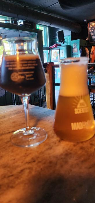 Glasses with the sampled beer