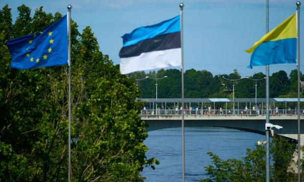 Puente de Narva (Estonia), en la frontera con Rusia, el 24 de julio de 2024. (Jaap Arriens / NurPhoto via Getty Images)