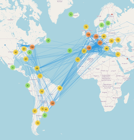 Map showing 10m HAM opening on map