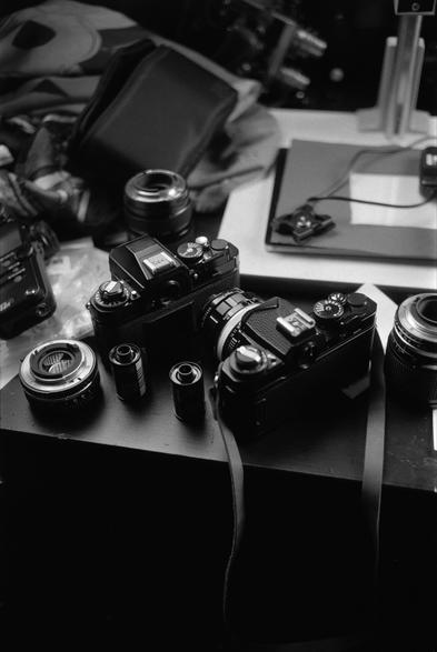 Photo by Caleb “bad flashes” Knueven on May 20, 2025. May be a black-and-white image of camera, camcorder and text.