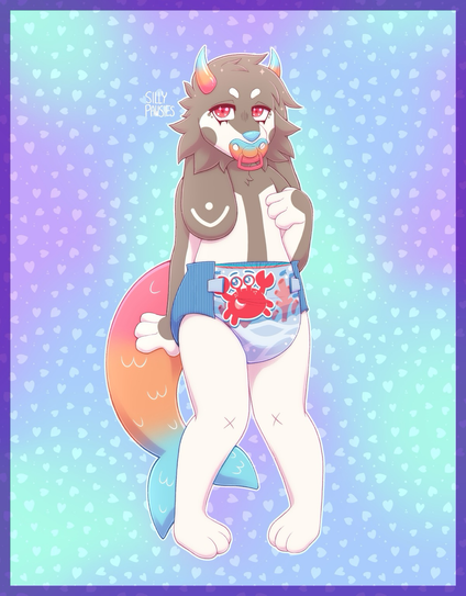 anthro character in a diaper with a pacifier