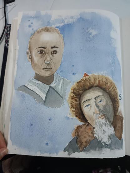 Bambino di colore +  anziano mongolo col colbacco.
