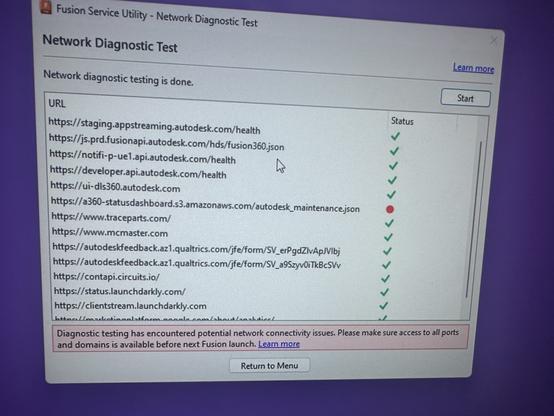 Fusion can’t reach its status dashboard and can’t start because of it?!