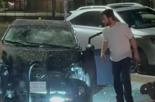 Man after attacking Prius with a hatchet, allegedly