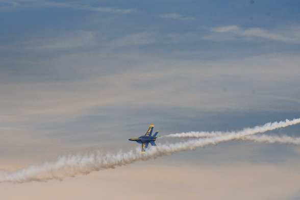 Blue Angel in flight from a distance.
