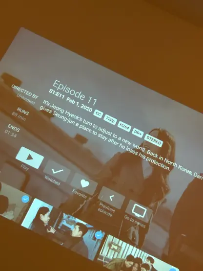 a picture of Episode 11 of Crash Landing on You opened on Jellyfin