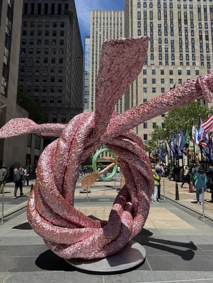 Pink Knot and other shapes in Rockefeller Center today at midday.