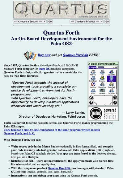 Quartus Forth software for PalmOS