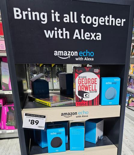 Ā George Orwell collection in the Amazon Alexa stand