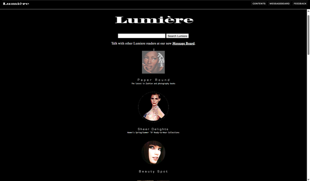 A 1996 screenshot of the Lumière home page.