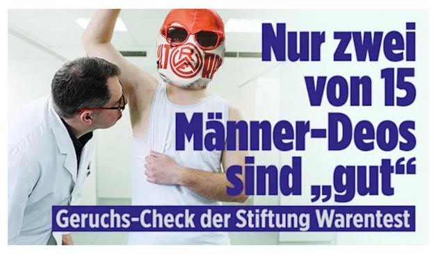 Nur zwei von 15 Männer-Deos sind "gut" 
Geruchs-Check der Stiftung Warentest