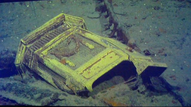 startingly well-preserved heater from Titanic, resting intact, on the sea bed.