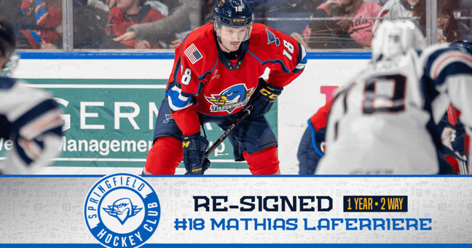 Springfield Thunderbirds | Blues Sign F Mathias Laferriere to…